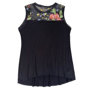 Kim & Cami Shirt Womens Size M Black Floral Embroidered‎ Whimsigoth Cottagecore